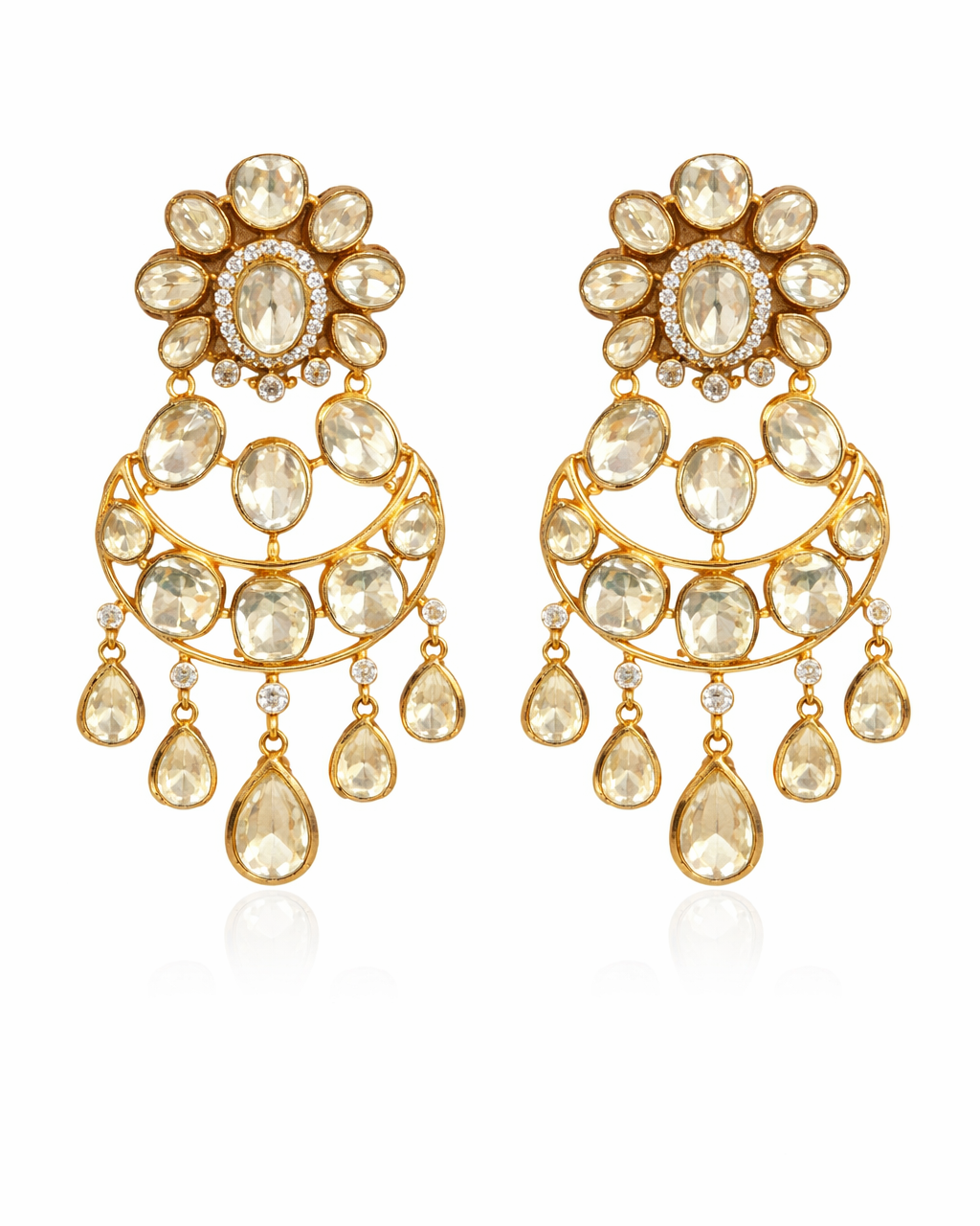 Pearl cluster statement collar necklace with drop earrings