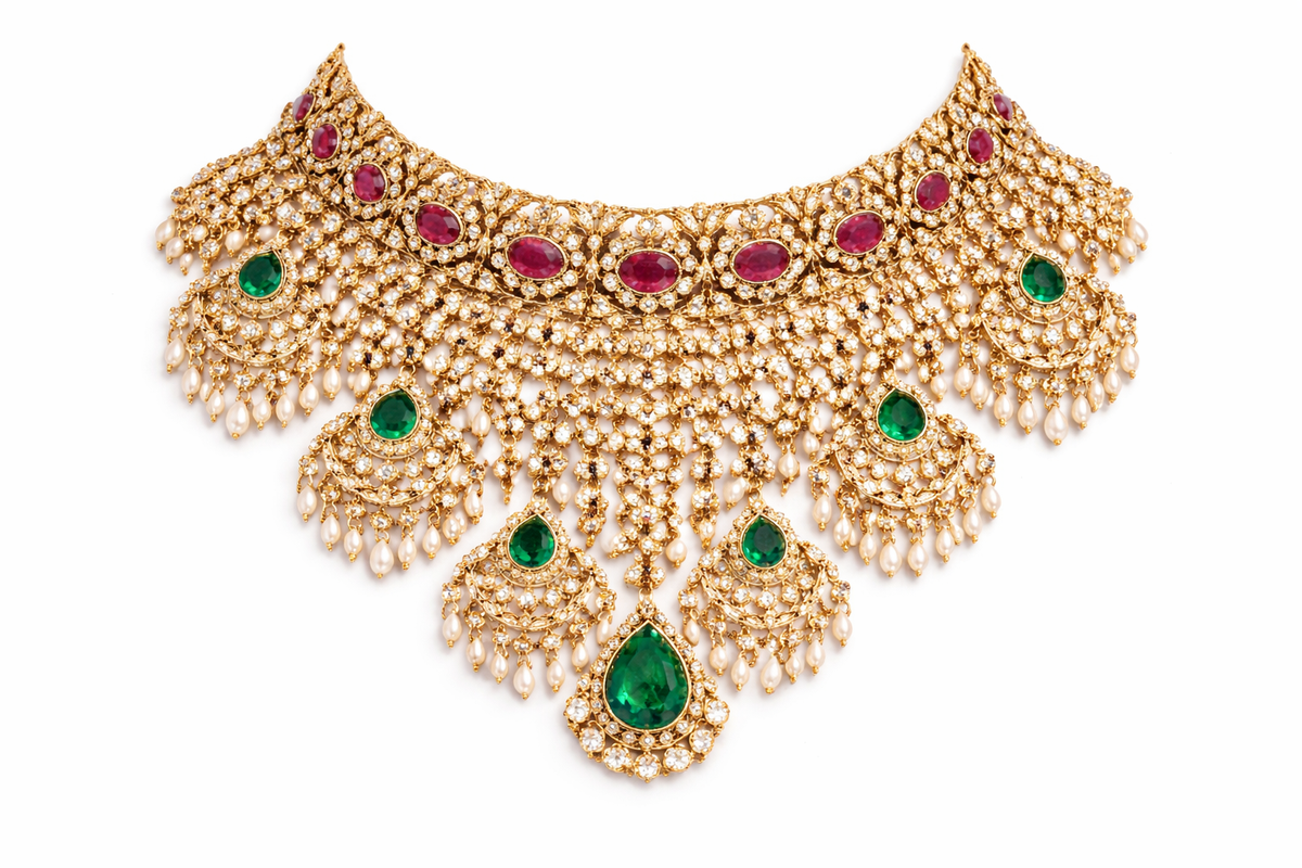 Emerald Royale Kundan Bridal Jewellery Set