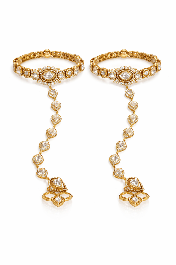 Delicate linked statement hand bracelet