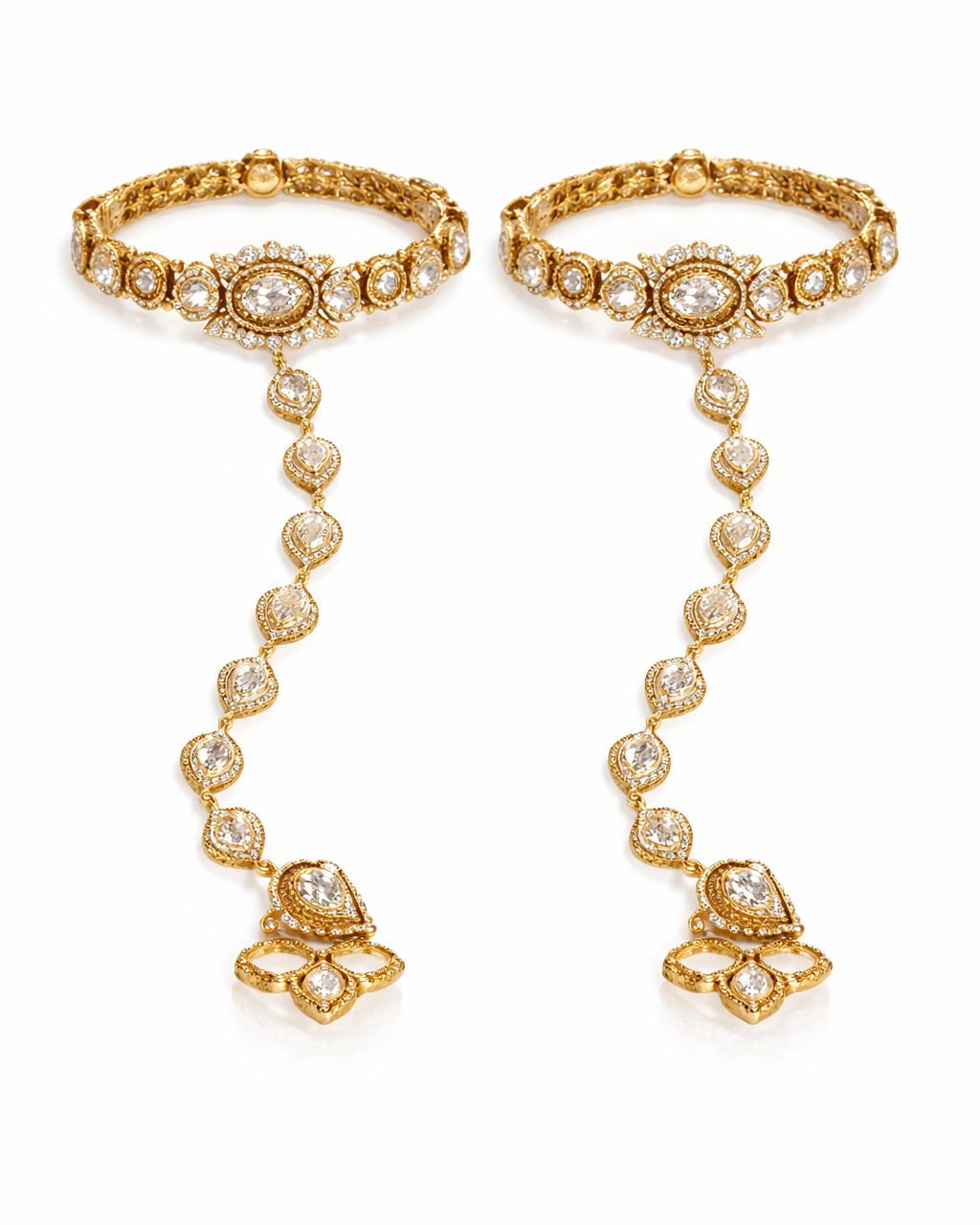 Delicate linked statement hand bracelet