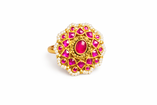 Bold pink stone statement ring