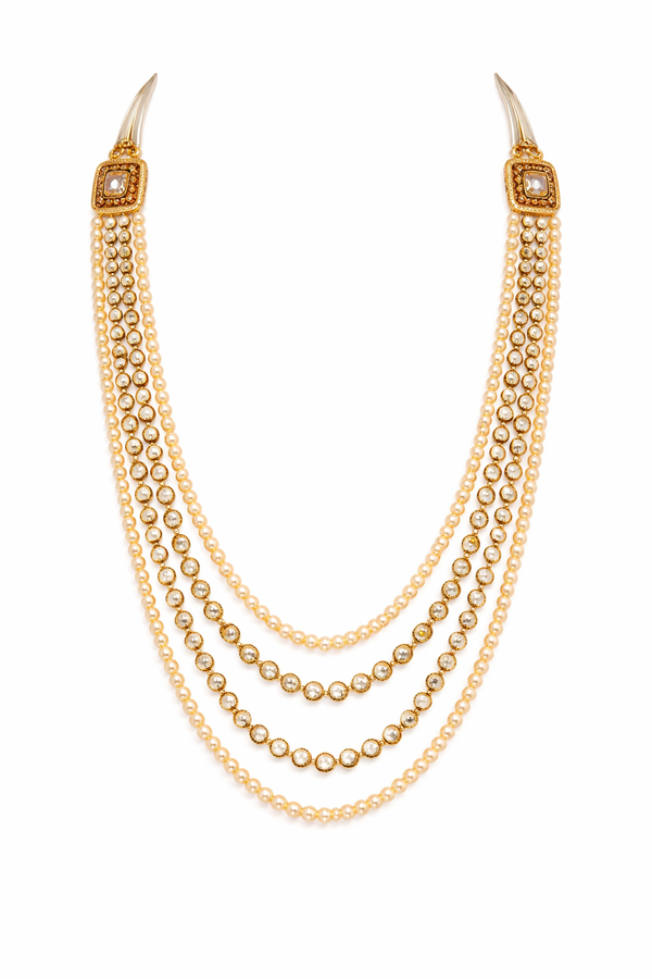 Pearl Cascade Kundan necklace Set