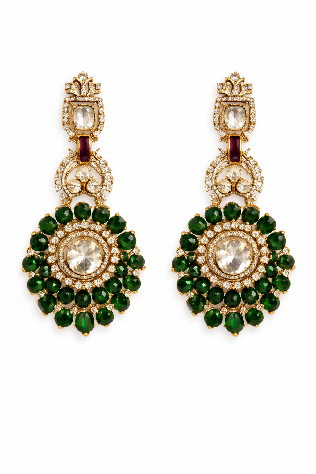 Regal green bead designer necklace with earrings