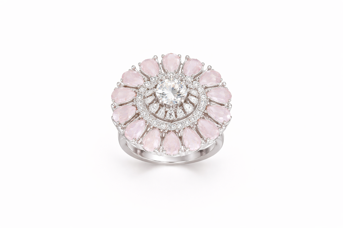Silver finish AD cocktail ring