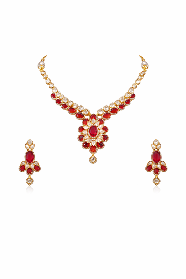 Ruby Polki Statement Set