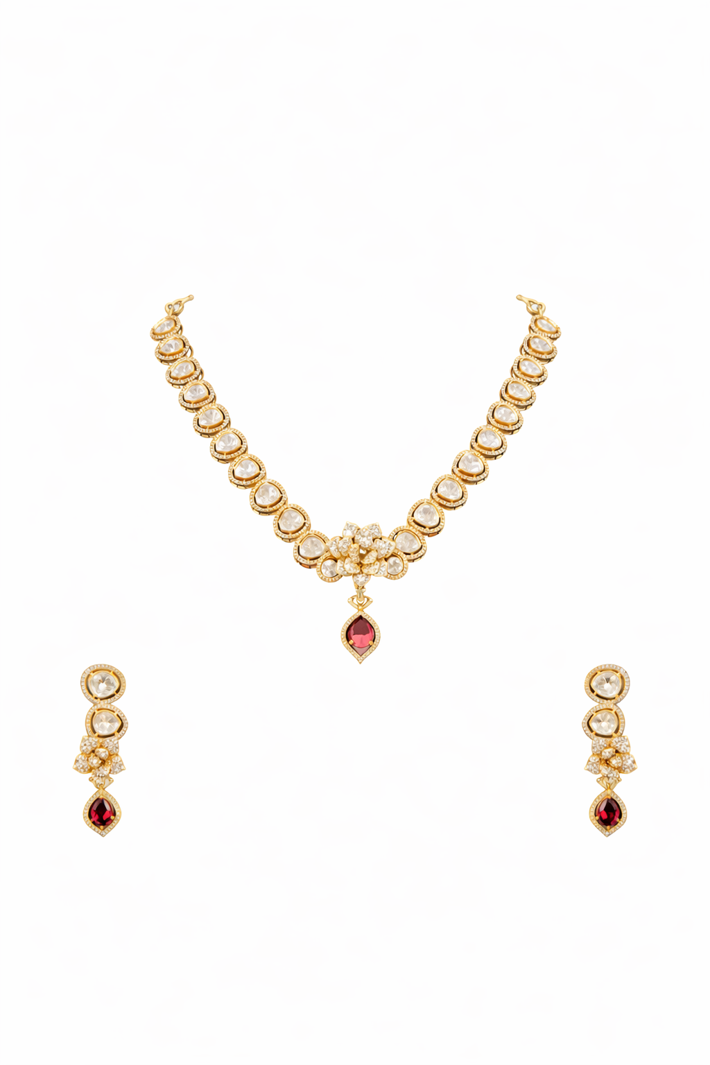 Ruby Polki Elegance Set with earrings
