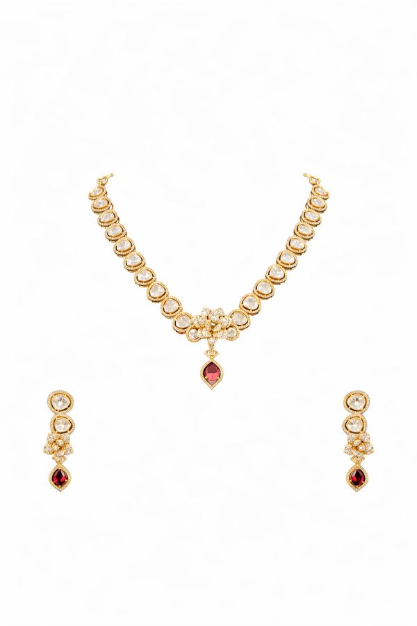 Ruby Polki Elegance Set with earrings
