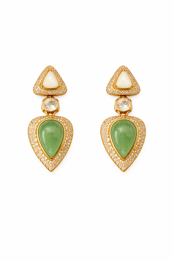 Emerald Polki Statement Earrings