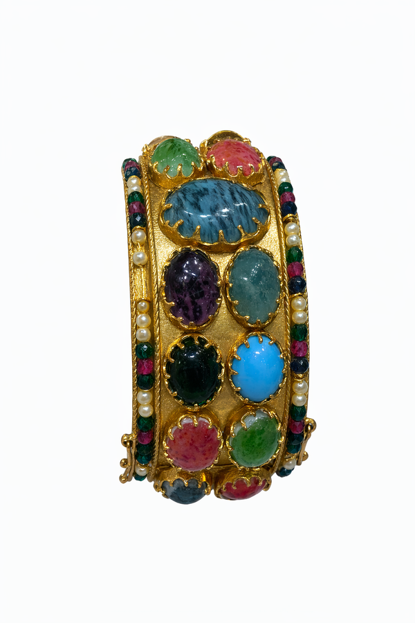 Multicolor gemstone studded openable kada