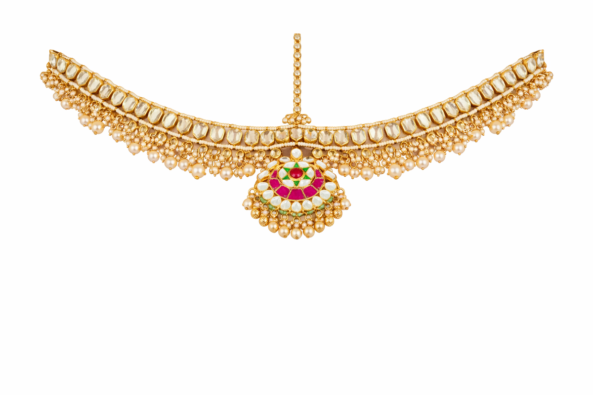 Elegant gold bead drop maathapati