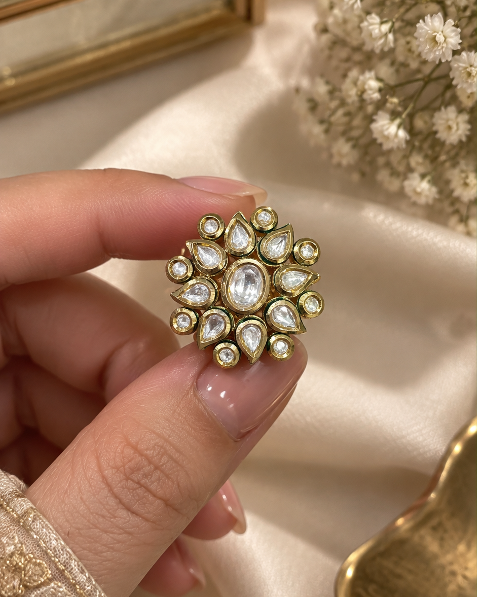 Antique Gold Floral Statement Ring