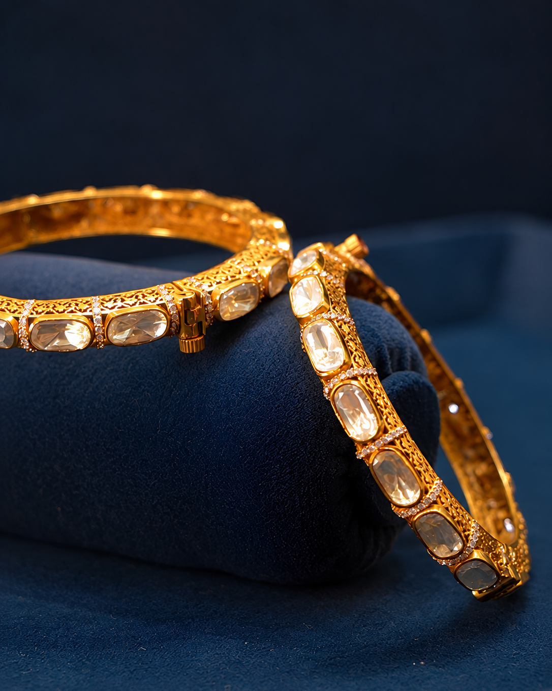 Antique Gold Embellished Stone Bangle