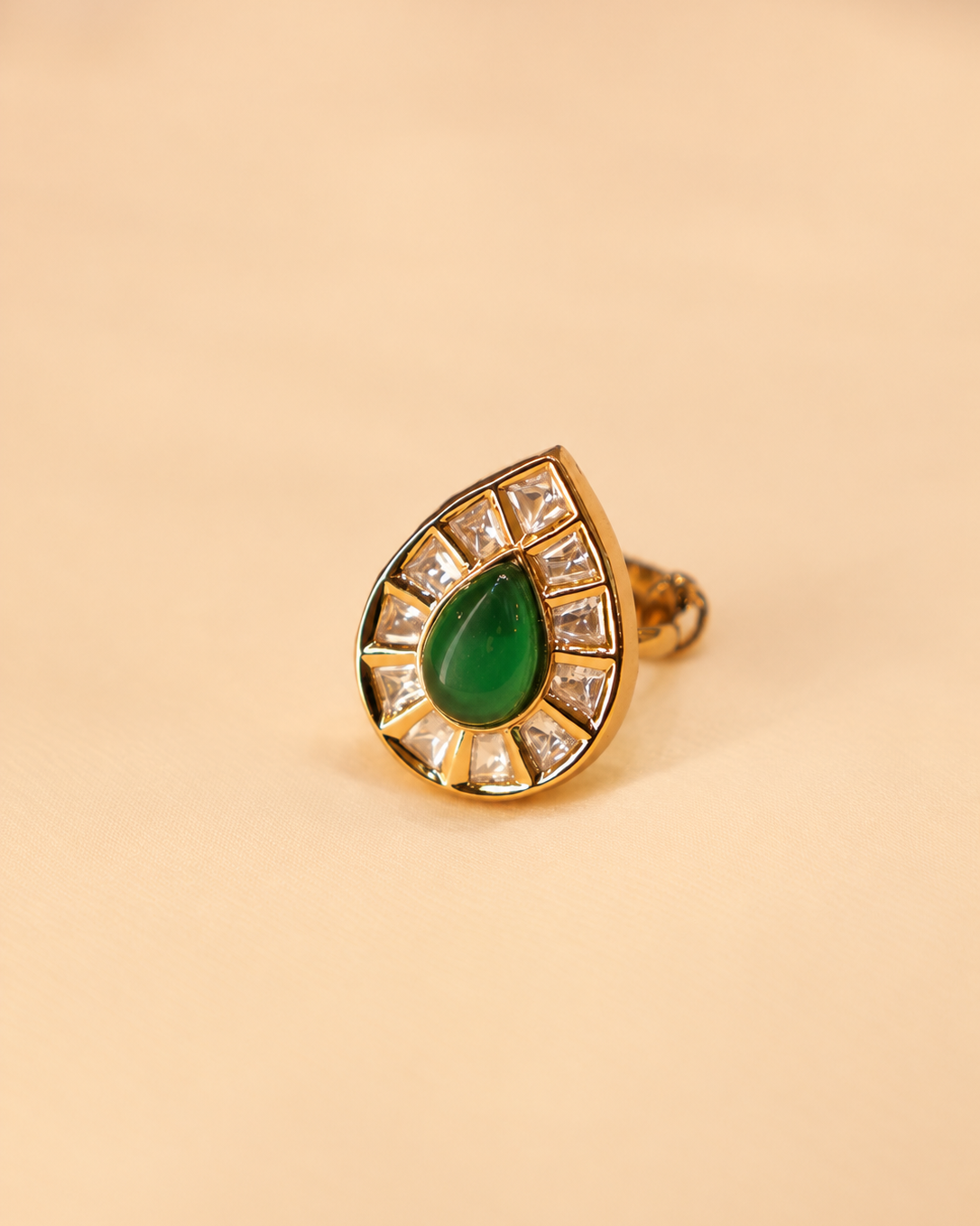 Emerald Teardrop Statement Ring