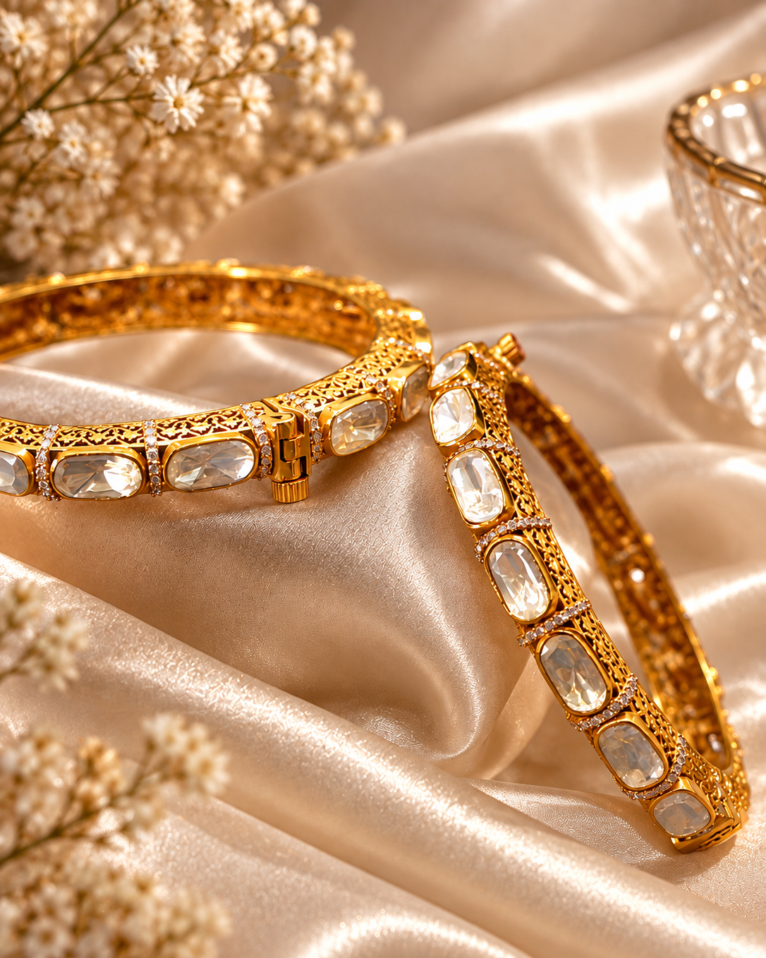 Antique Gold Embellished Stone Bangle