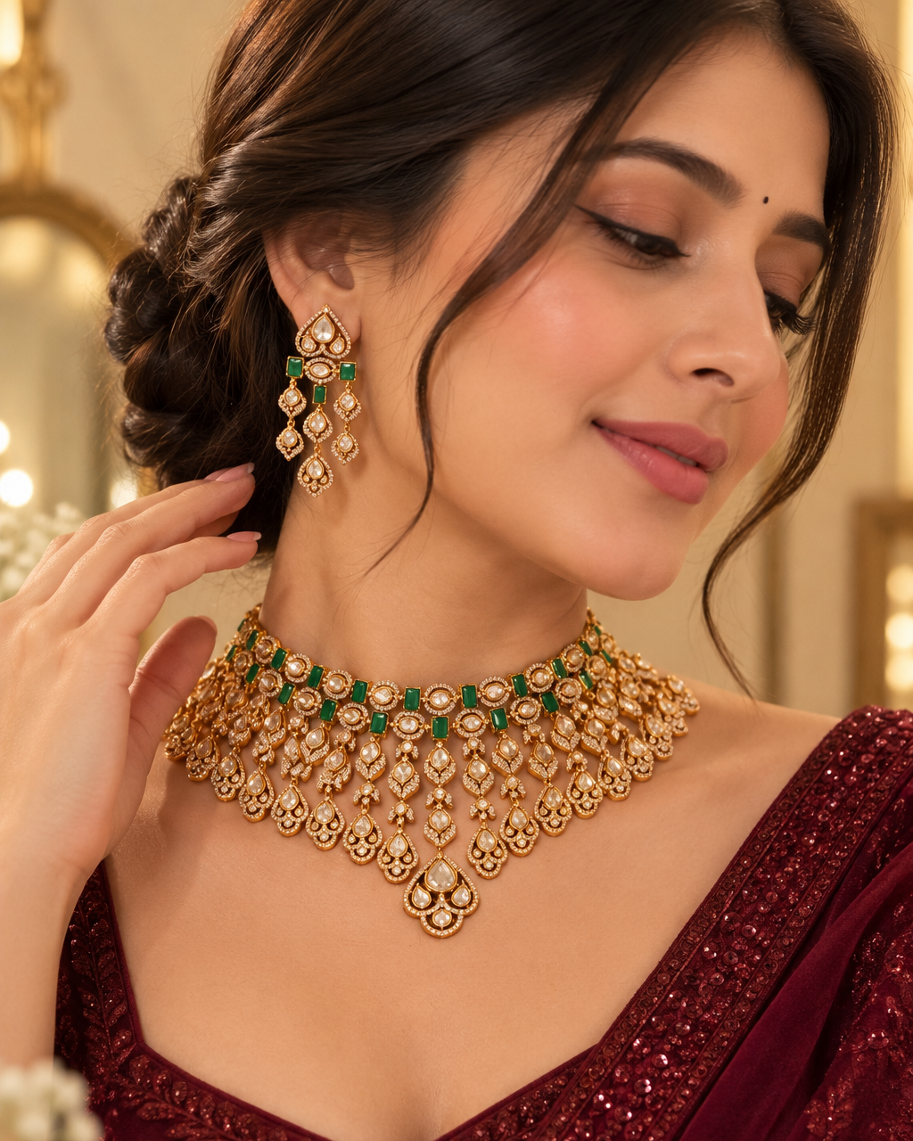 New Arrival – Exquisite Moissanite Bridal Necklace Set featuring a statement necklace with matching earrings