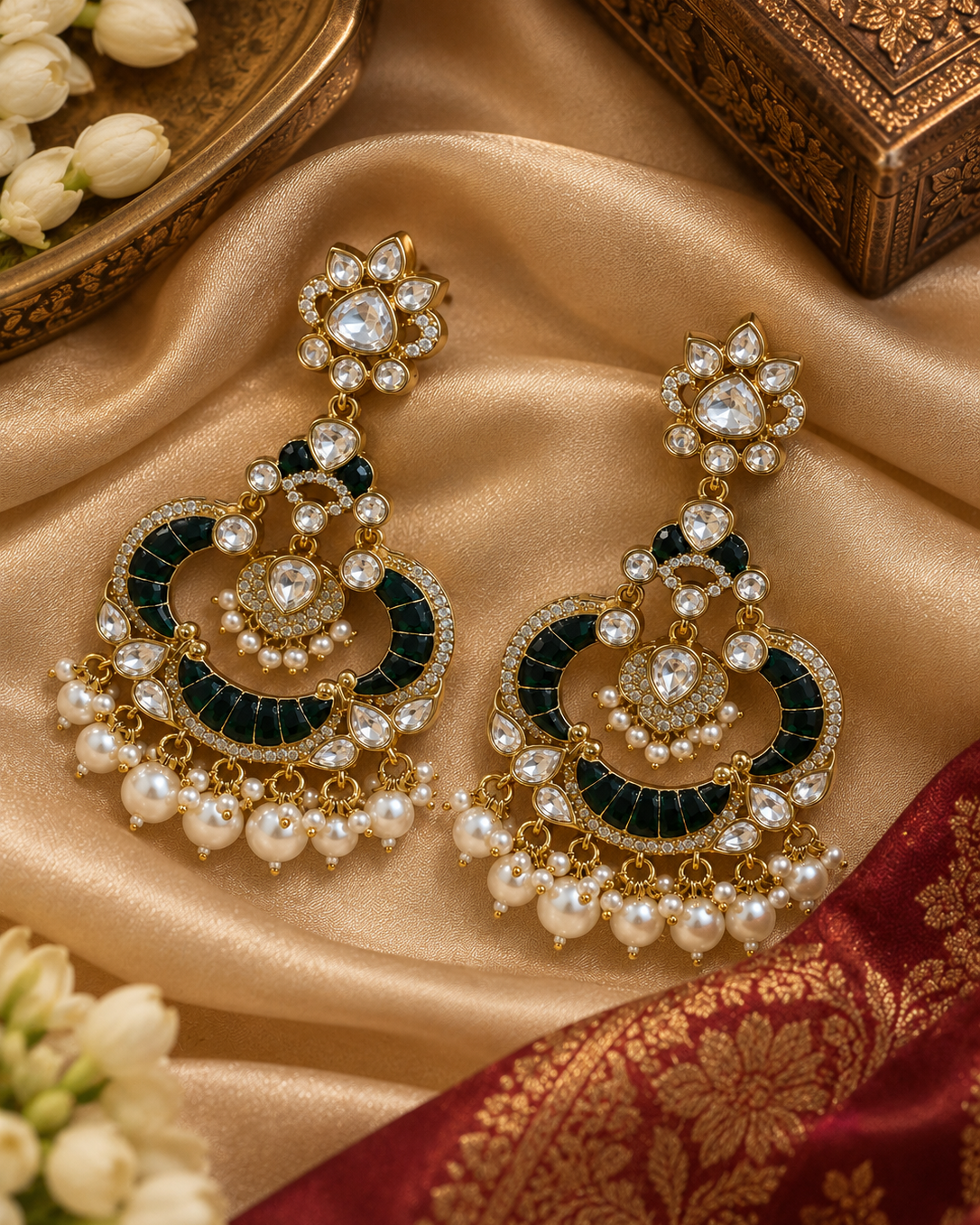 Green Victorian Statement Earring