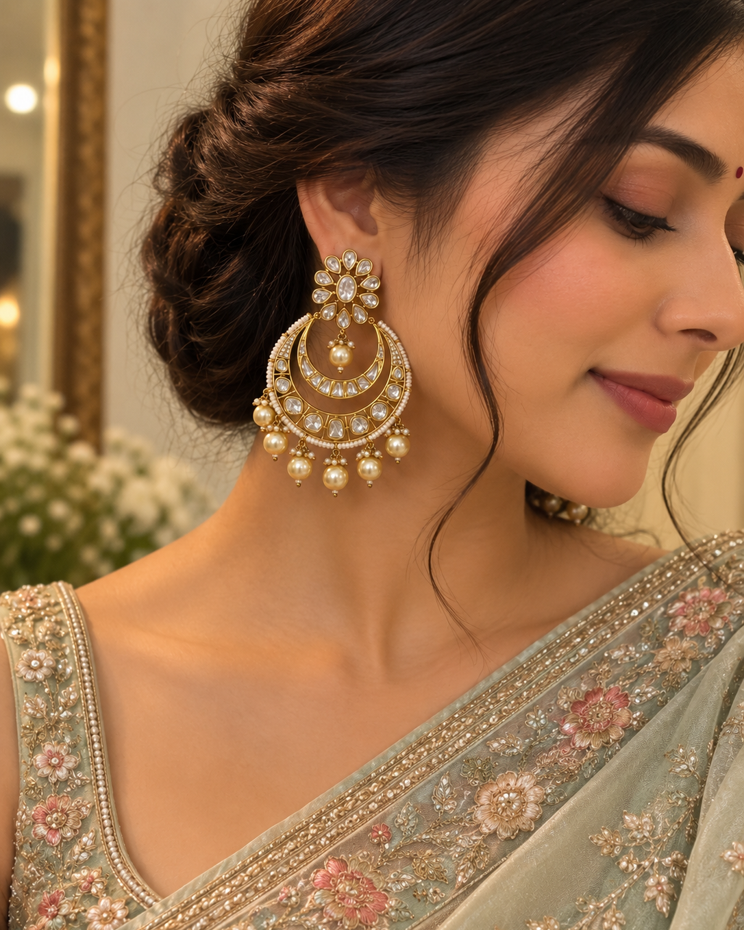 Antique Gold Chandbali Earring
