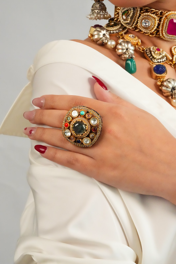 Bold Ethnic Sabhyasachi Gemstone Centerpiece