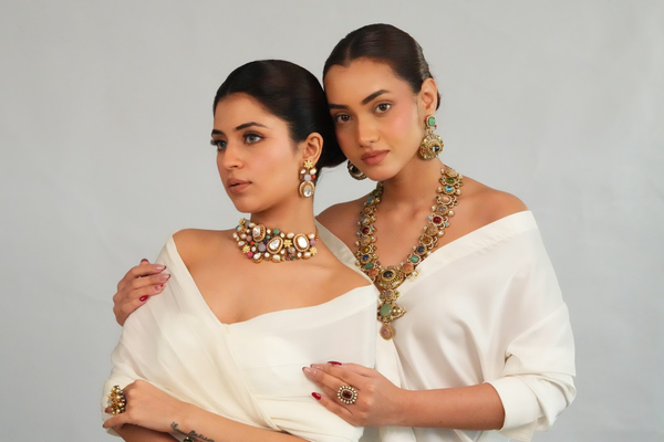 Classic ornate multistone necklace with earrings