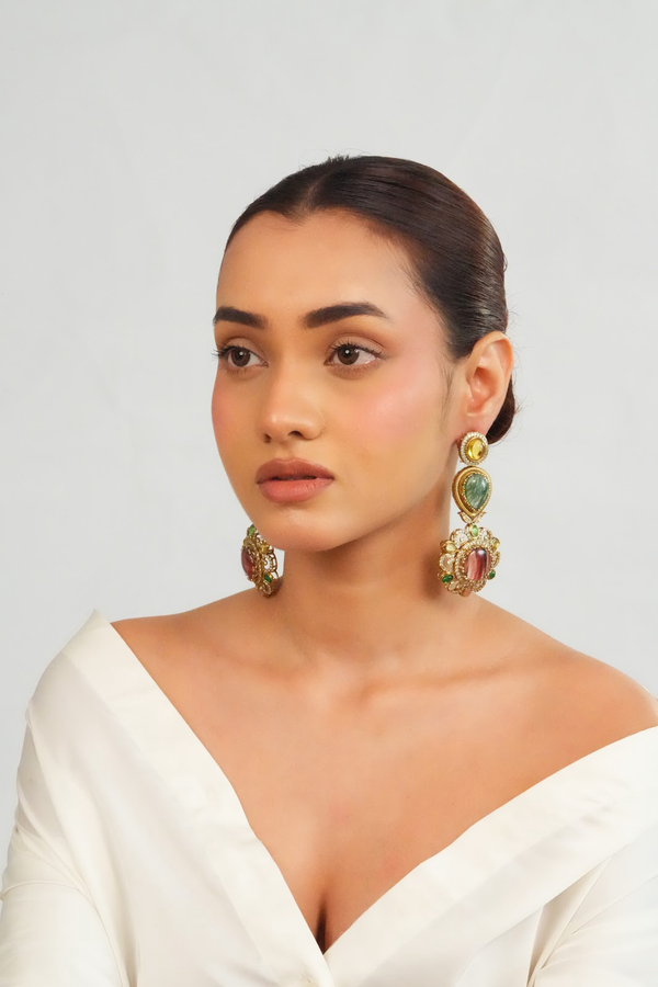 Delicate layered gemstone earrings