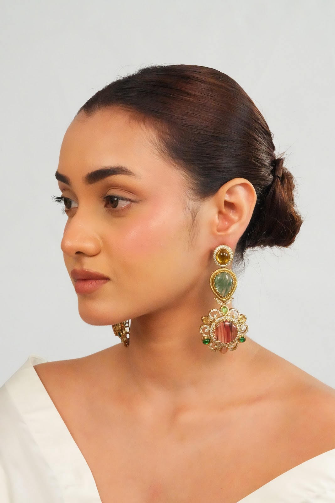 Delicate layered gemstone earrings