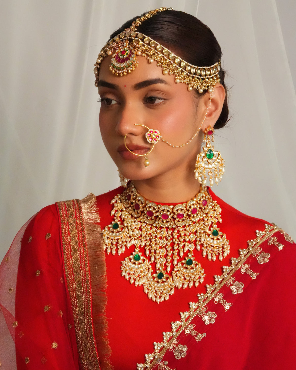 Intricate handcrafted multistone necklace with matching danglers