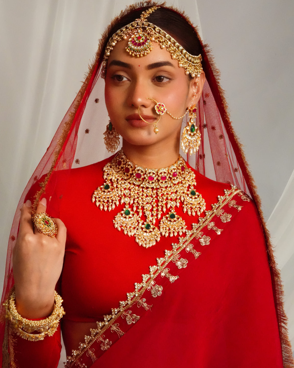 Intricate handcrafted multistone necklace with matching danglers