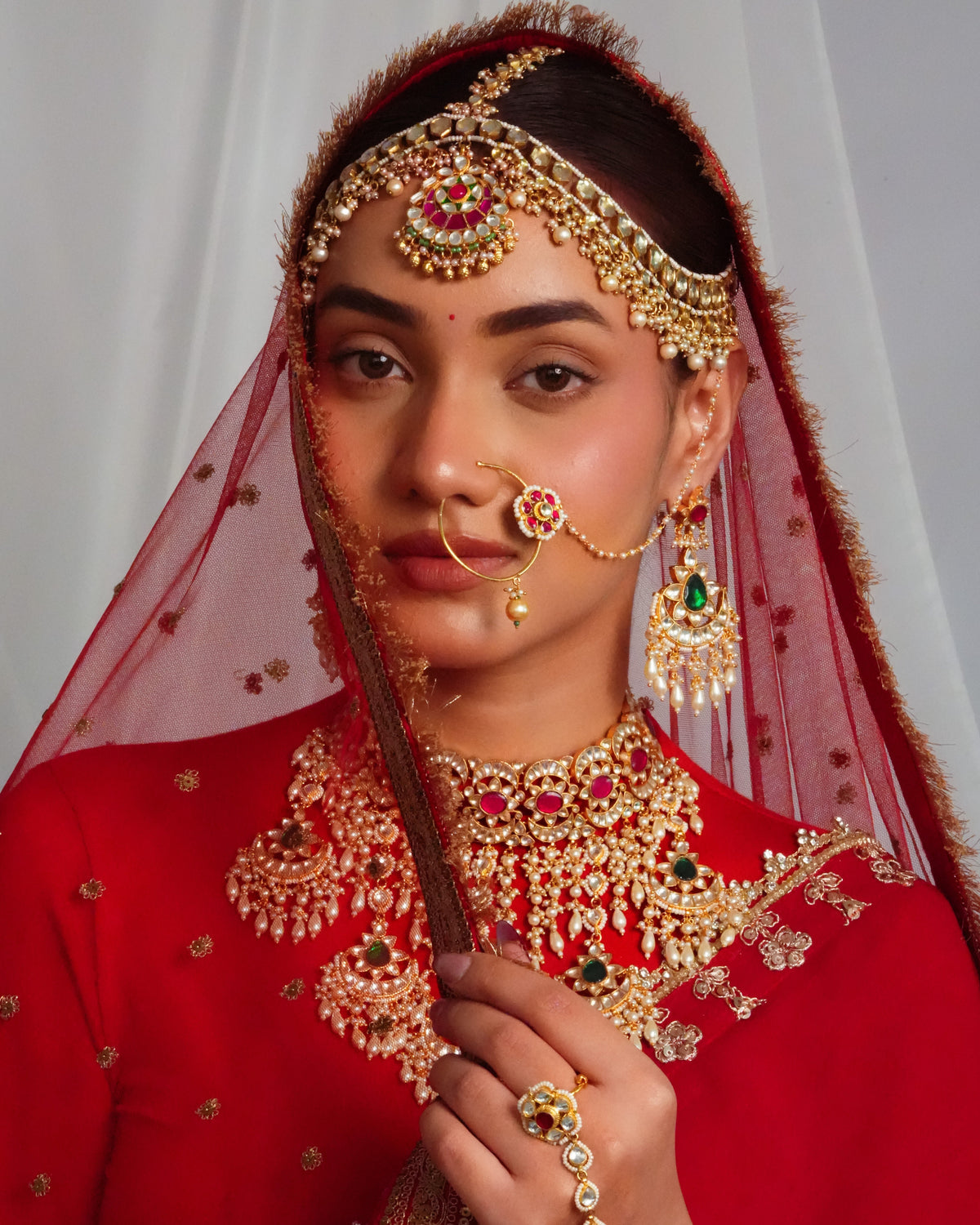 Intricate handcrafted multistone necklace with matching danglers