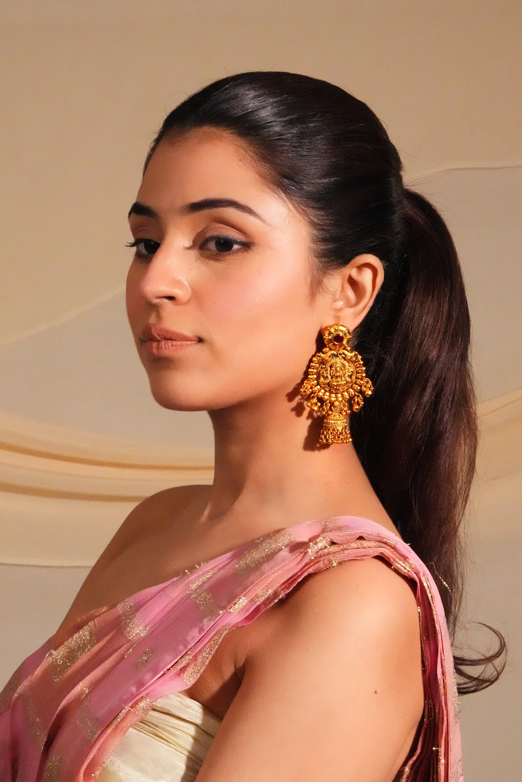 Lakshmi motif temple drop earrings