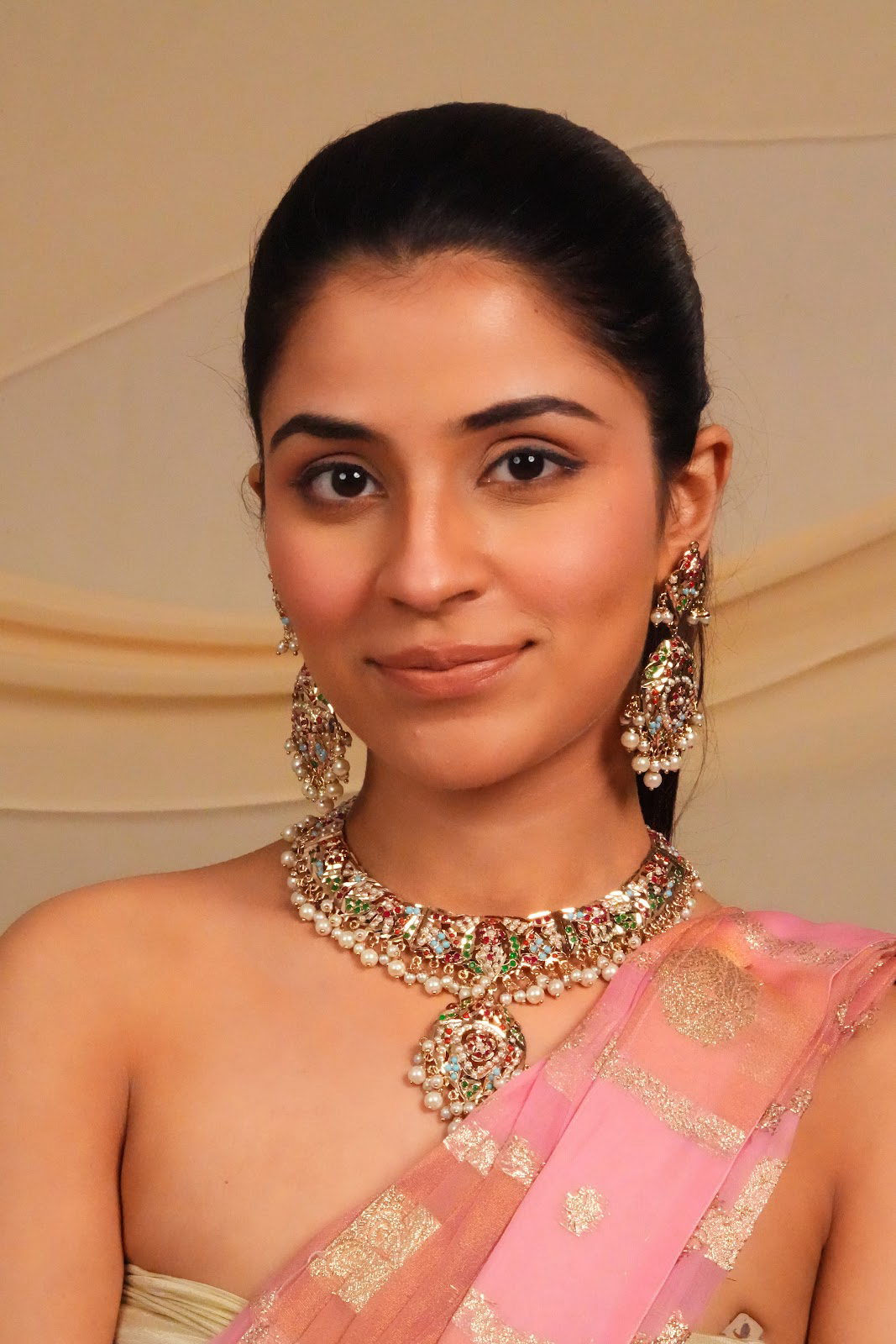 Grand multisone jadau statement necklace with earrings