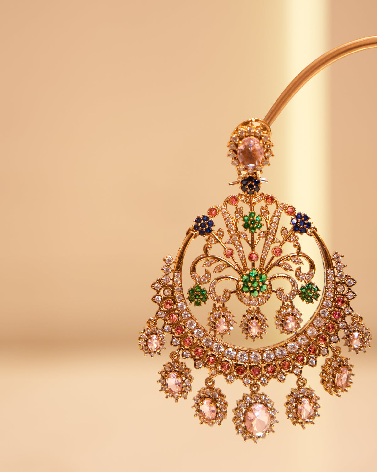 Sabyasachi-Inspired Blush Multicolour Chandbali Earrings