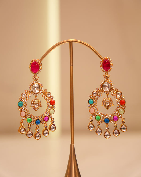 Sabyasachi-Inspired Multicolour Chandbali Earrings