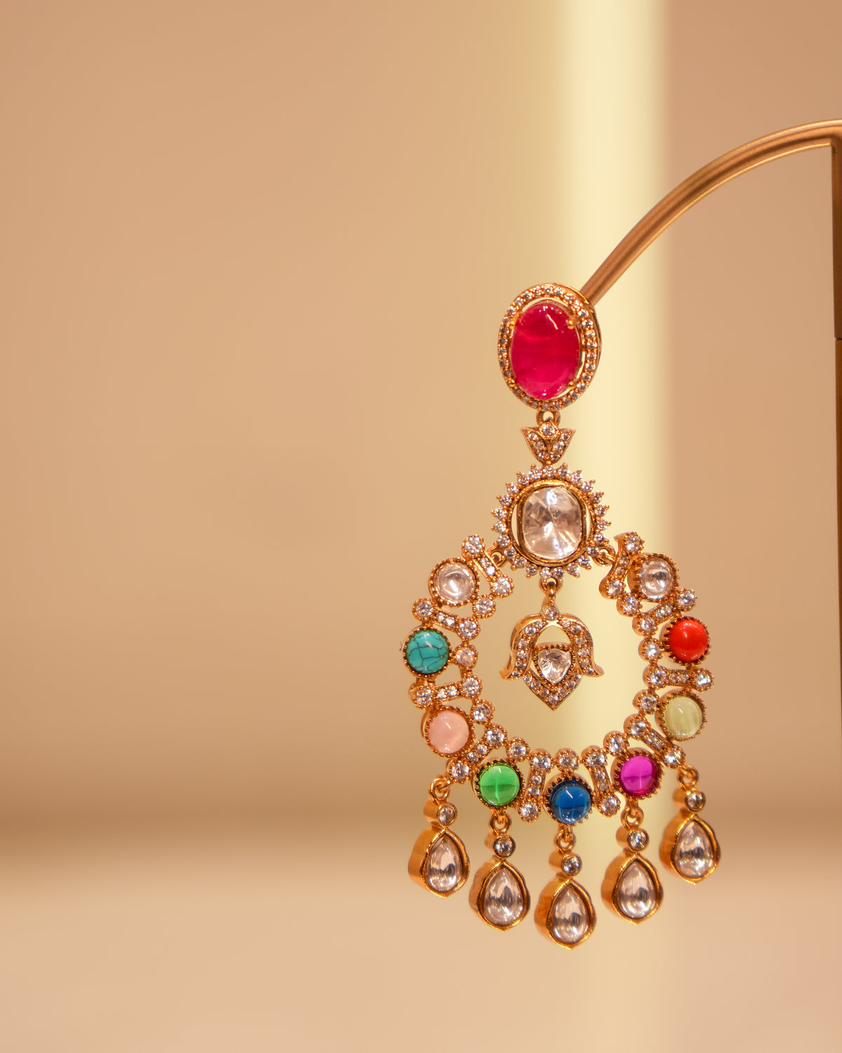 Sabyasachi-Inspired Multicolour Chandbali Earrings