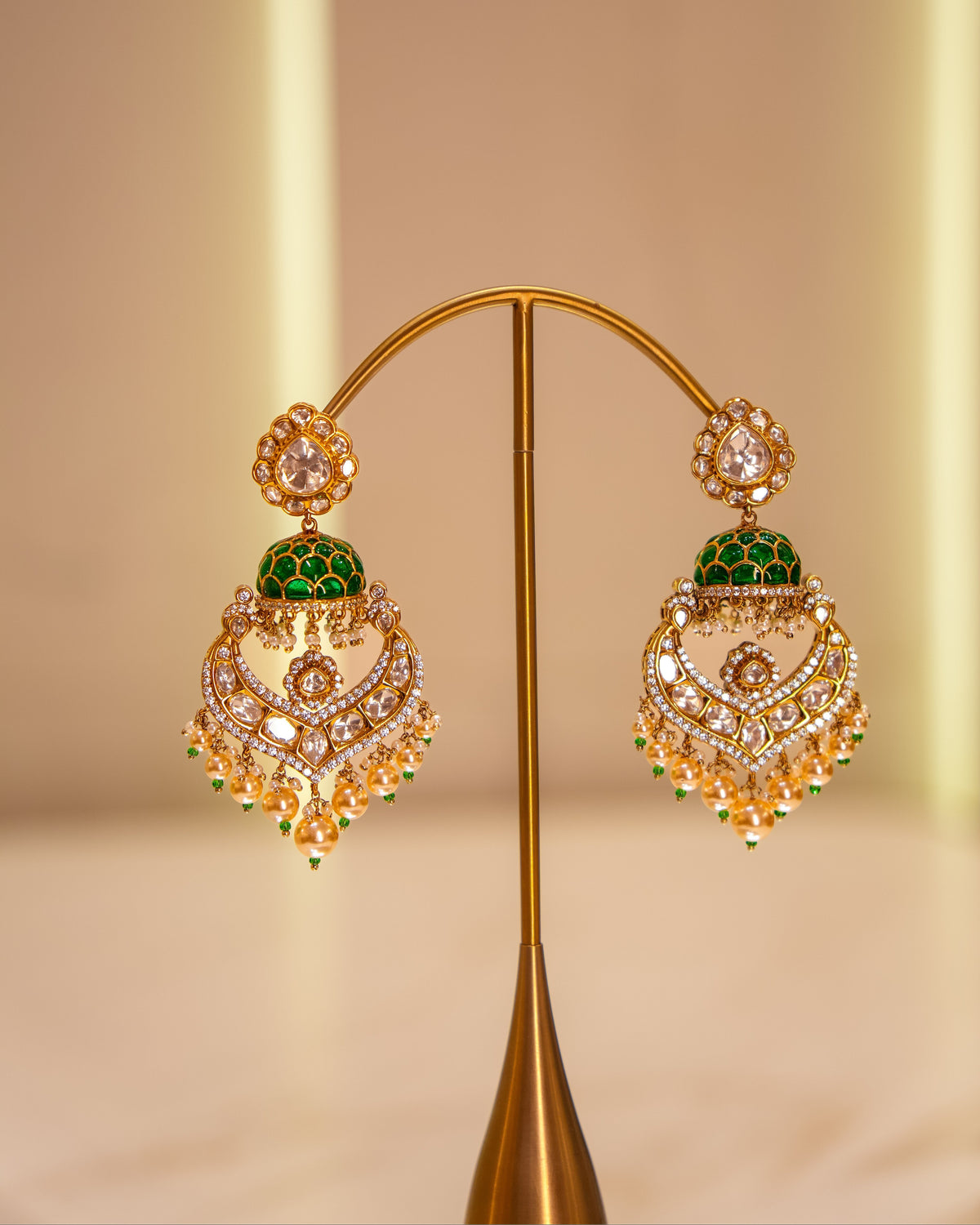 New Arrival – Victorian Emerald Jhumka Chandbali Earrings