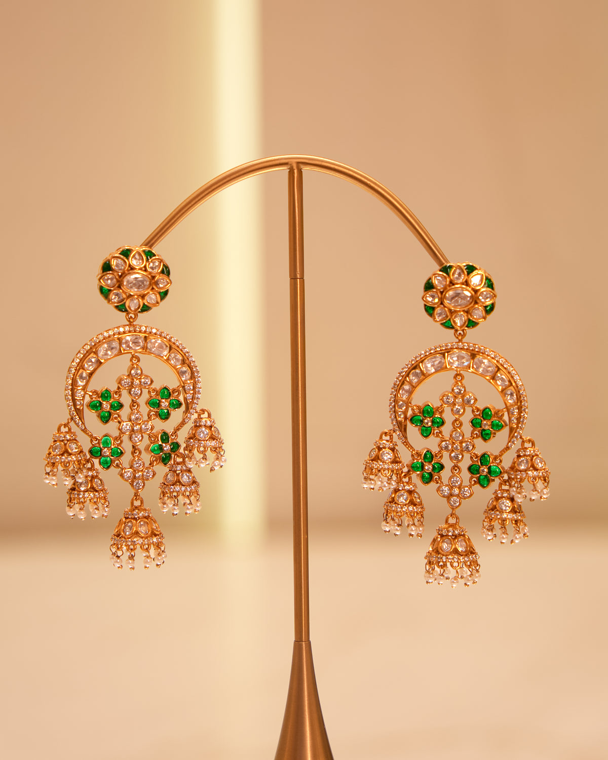 Victorian Emerald Chandbali Earrings
