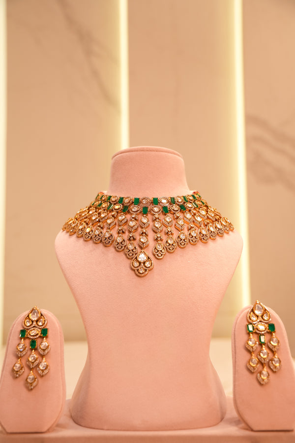 New Arrival – Exquisite Moissanite Bridal Necklace Set featuring a statement necklace with matching earrings
