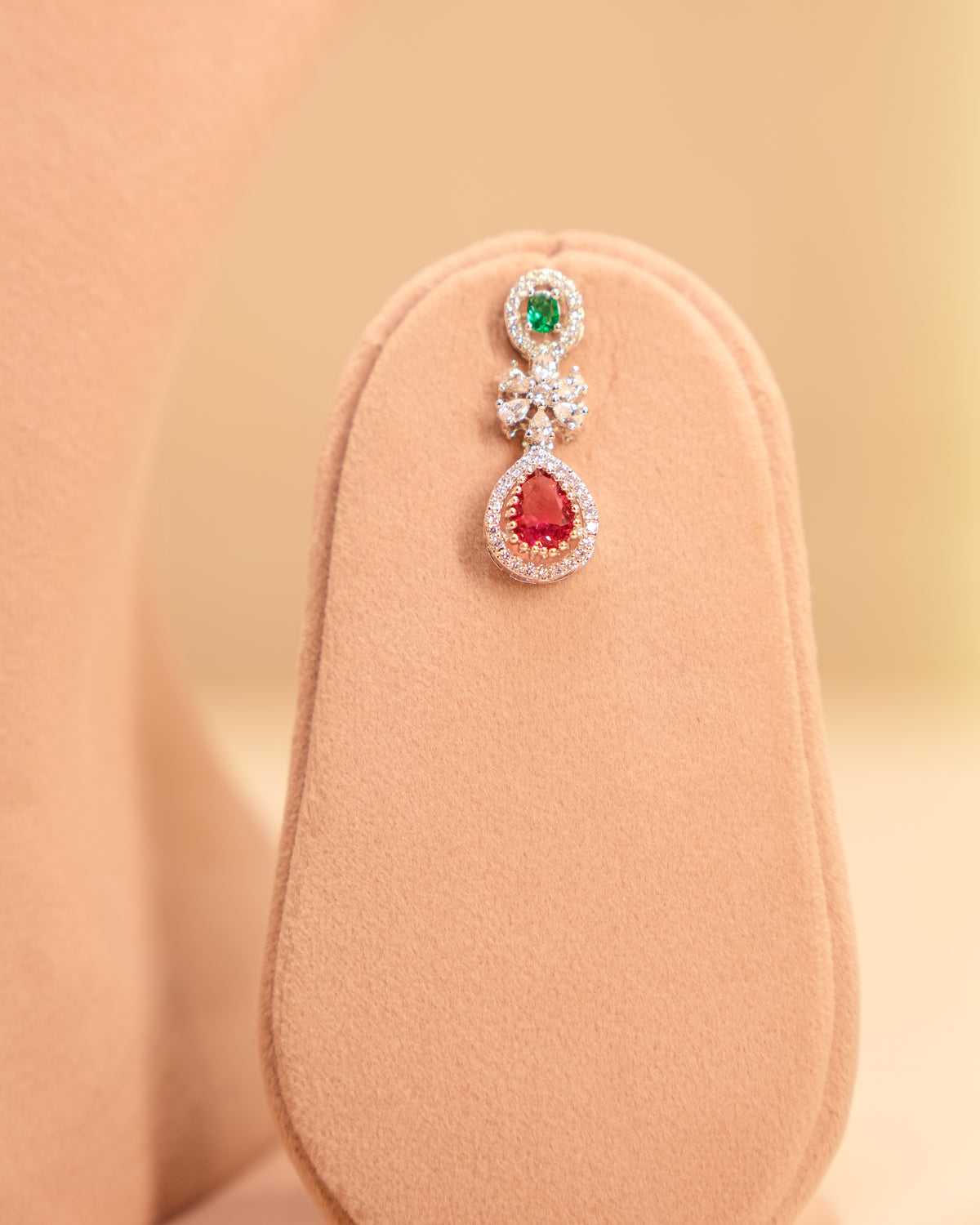 Ruby Emerald American Diamond Necklace Set