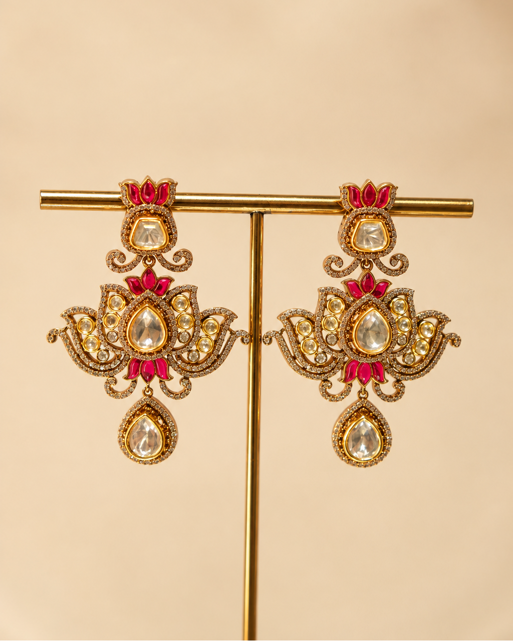Pink Antique Gold Victorian Drop