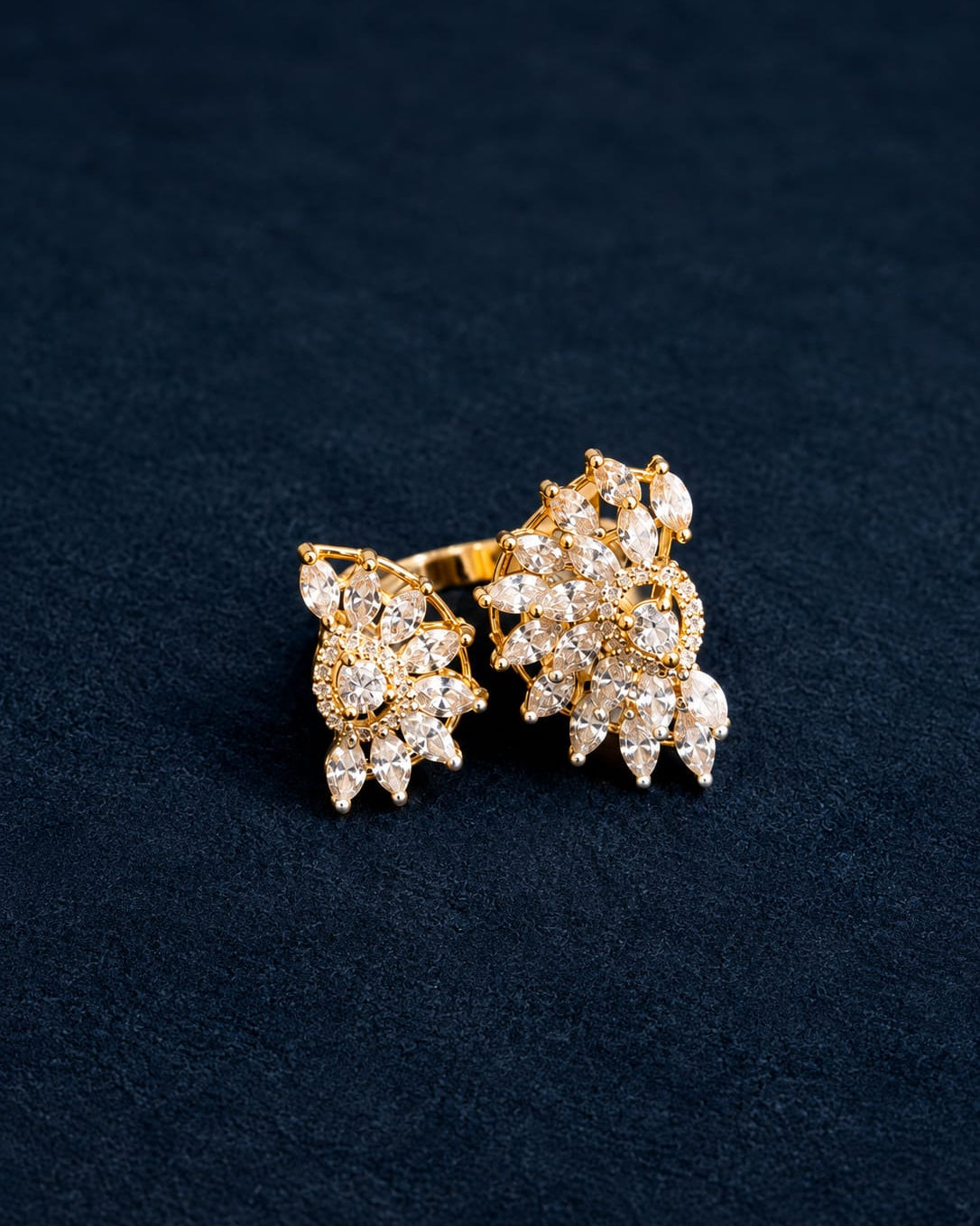 Regal Gold-Finish Floral Statement Ring