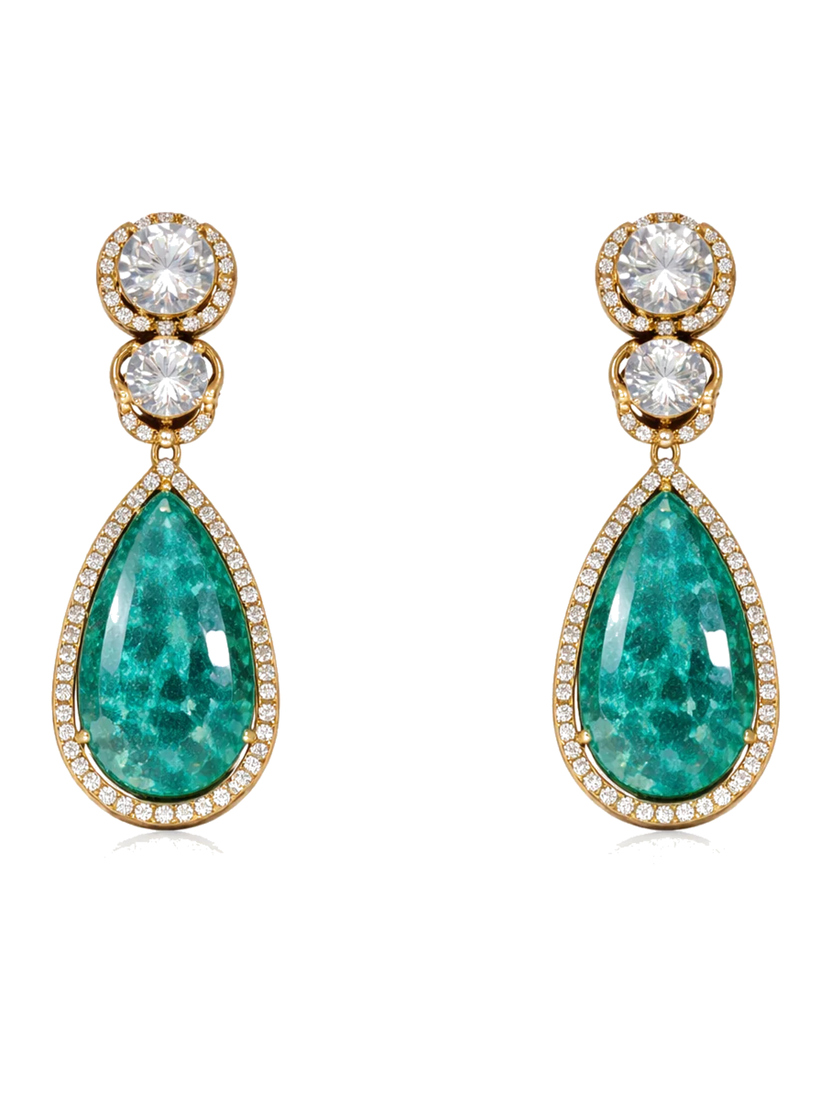 Gold plated polki emerald statement necklace with earring