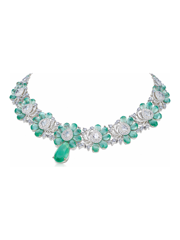 Emerald Bloom American Diamond Set