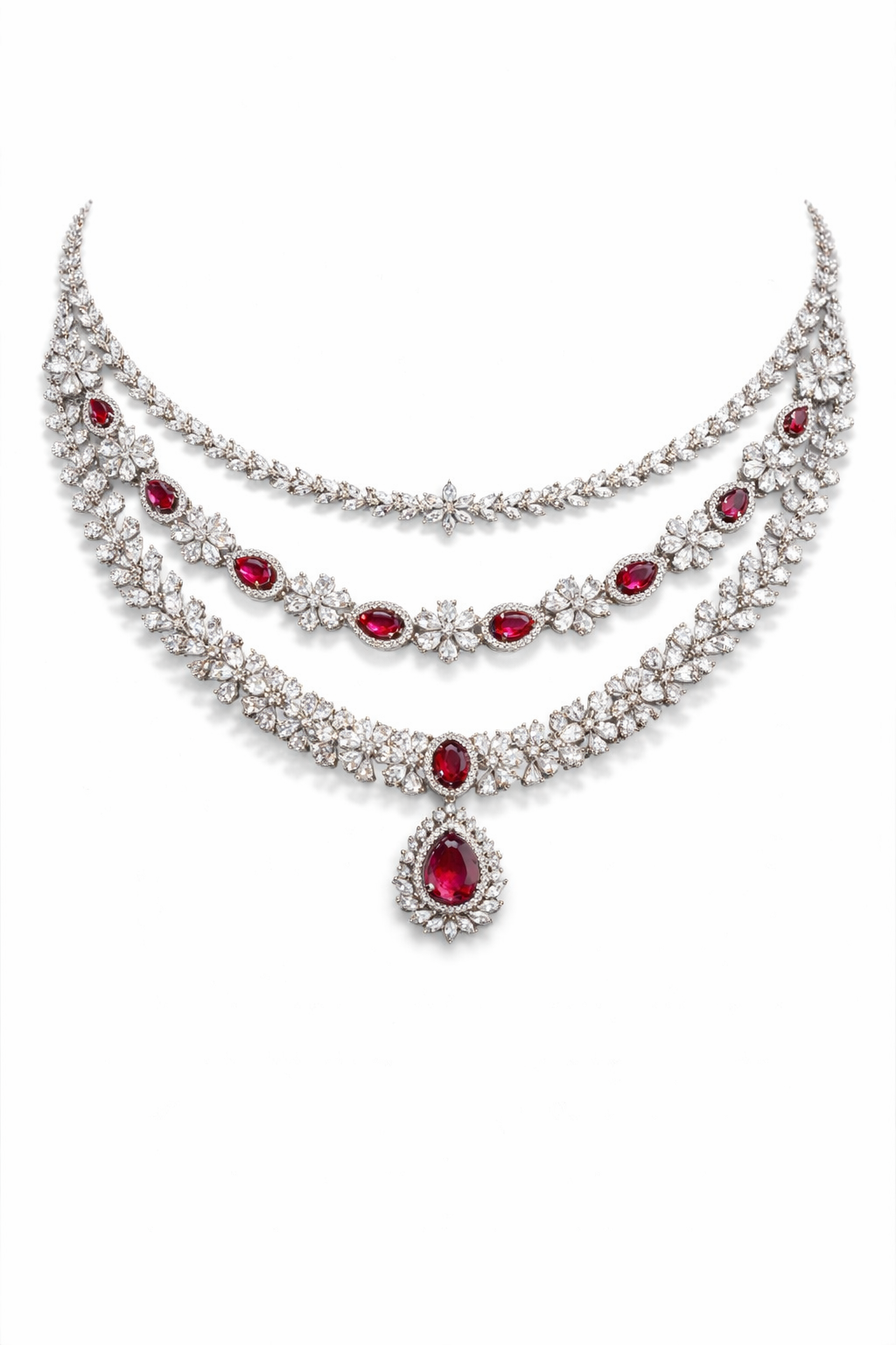 Ruby Cascade American Diamond Set