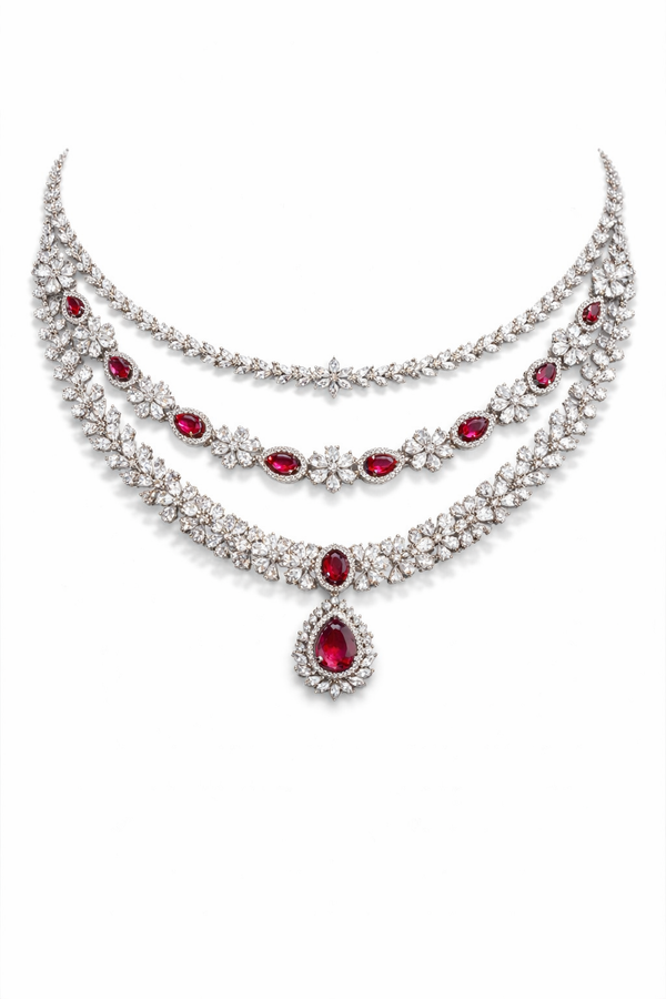 Ruby Cascade American Diamond Set