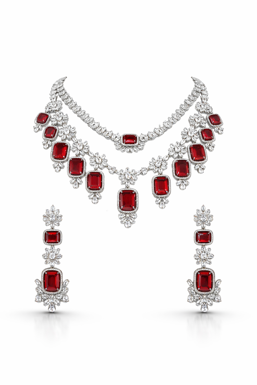 Regal Ruby American Diamond Set