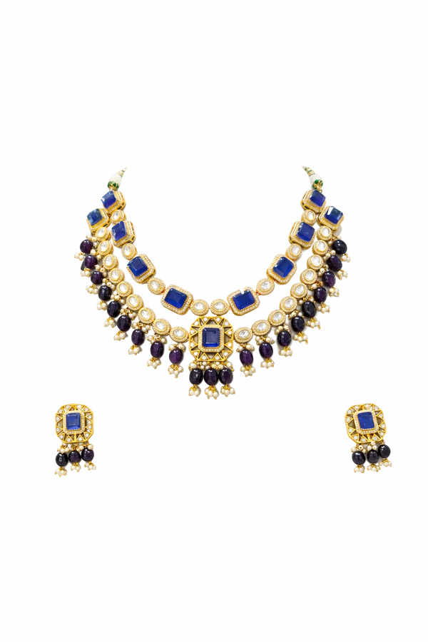 Royal Blue Victorian Set with elegant earrings
