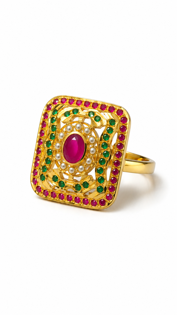 Royal Jadau Ruby Statement Ring