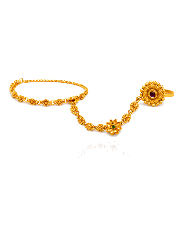 Traditional gold finish hand chain jewellery