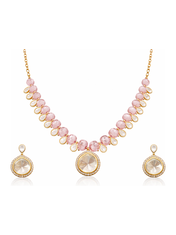 Blush Pink Polki Elegant Jewellery Set