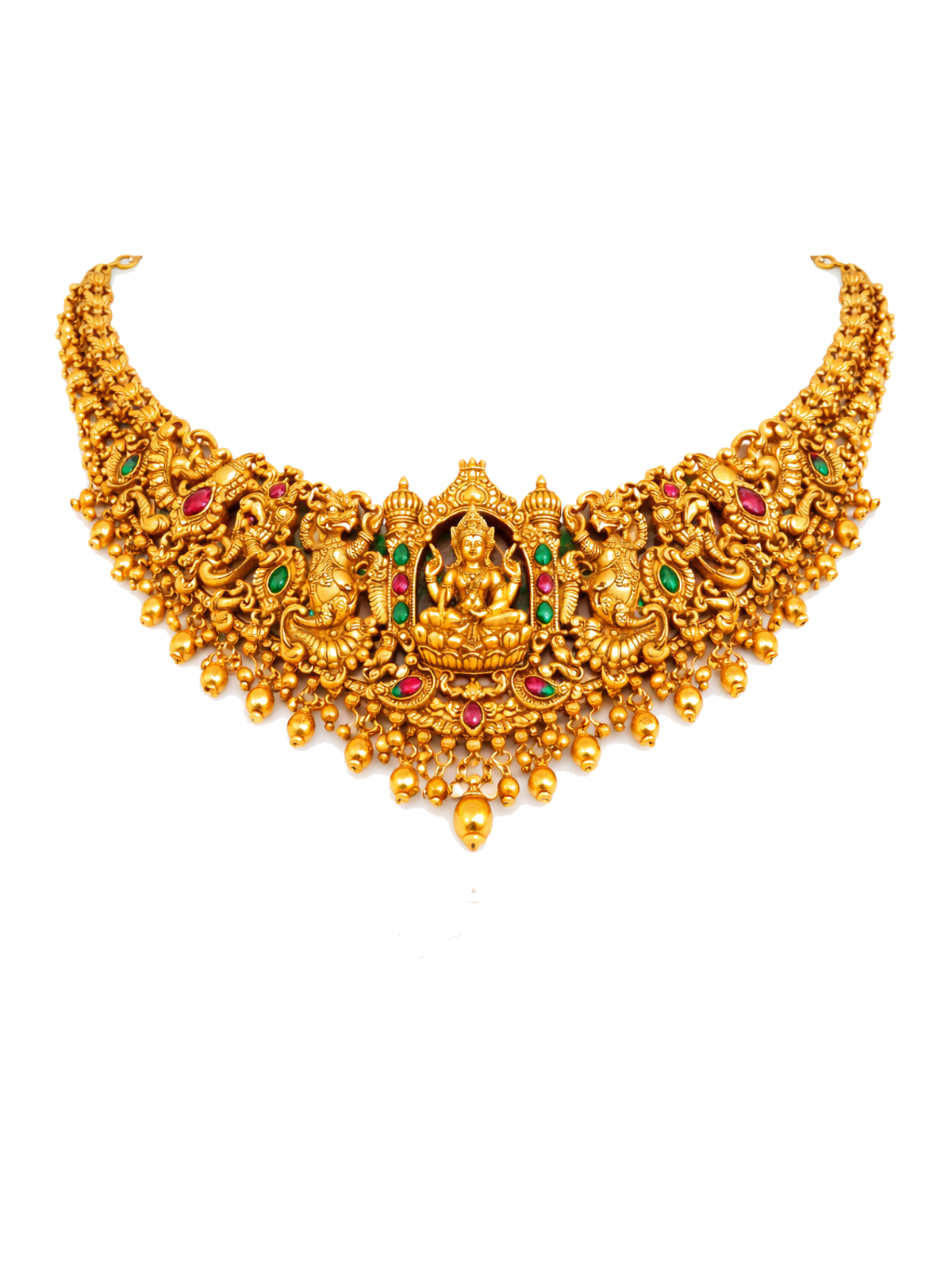 Traditional temple jewellery long necklace with earrings