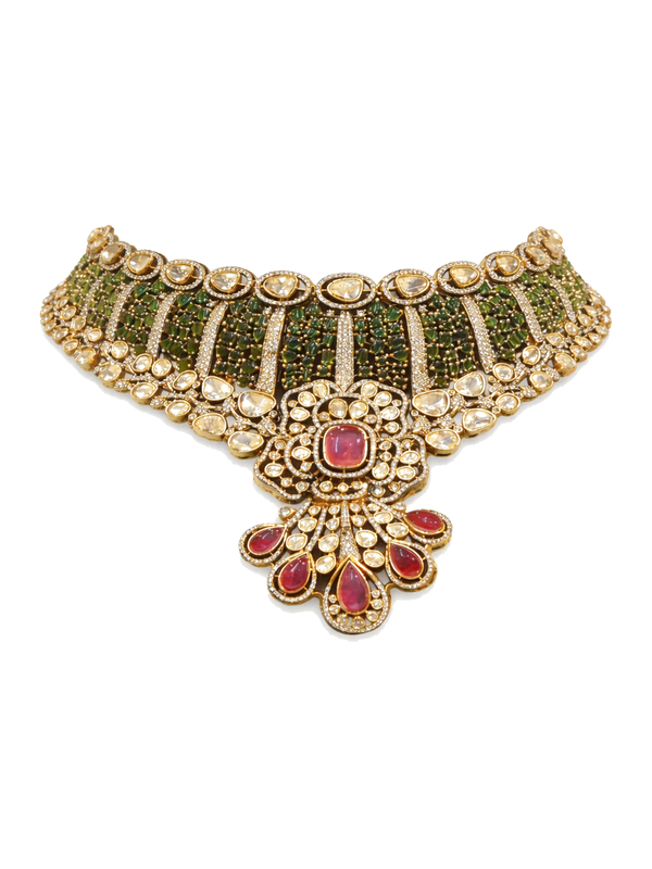 Vintage inspired bold centerpiece choker with earring